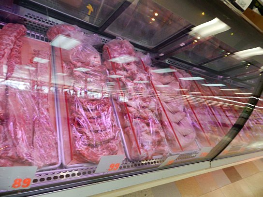 A long case of fresh meats